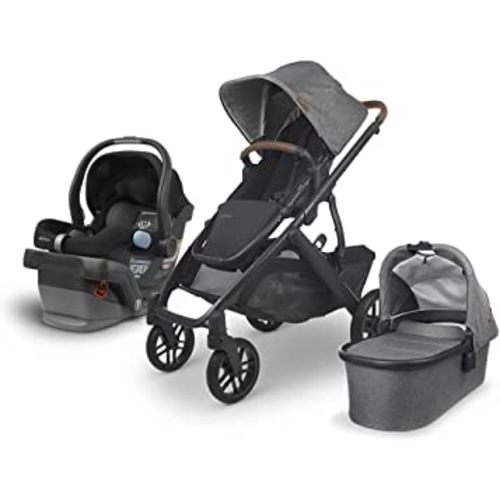 Vista V2 Stroller - Greyson (Charcoal Melange/Carbon/Saddle Leather) + MESA Infant Car Seat - Jake (Black)