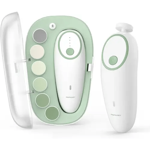 Momcozy Baby Nail File Electric, Gentle Baby Nail Trimmer Electric Rechargeable, Baby Nail Clipper Electric, 7 Grinding Head Replacement Pads