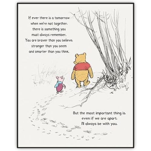 Nursery Wall Decor, Winnie Wall Art, If Ever There Is A Tomorrow, A. A. Milne the Pooh Quote Classic Poster, Encouragement Gift for Kids, Unframed Print (8"x10")
