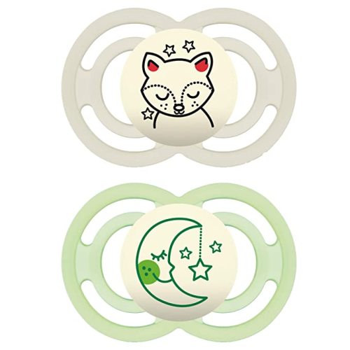 MAM Perfect Night Baby Pacifier, Patented Nipple, Glows in the Dark, 2 Pack, 6+ Months, Unisex - 2 Count (Pack of 1)
