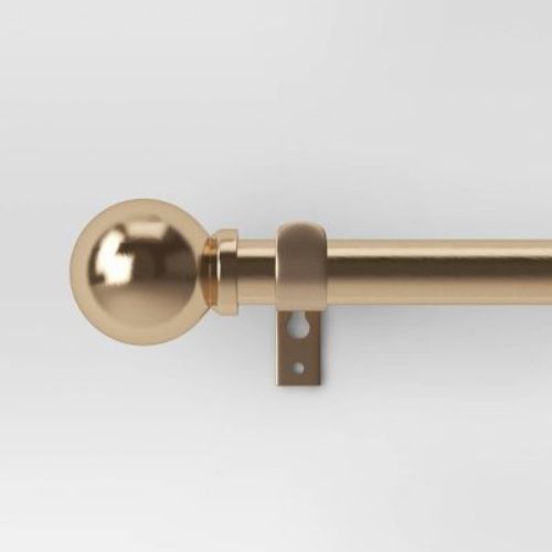 28"x48" Cafe Ball Curtain Rod Brass - Room Essentials™