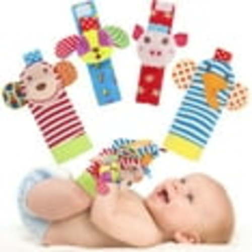 Wrist Rattles Foot Finder Rattle Sock Baby Toddlor Toy,Rattle Toy,Arm Hand Bracelet Rattle,Feet Leg Ankle Socks(4 pcs-B)