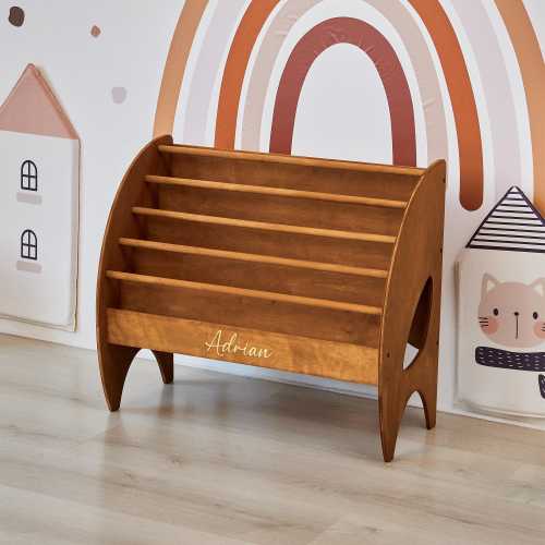 Personalized Kids Bookshelf, Montessori Wooden Book Storage, Toddlers Library Decor, Custom Floor Bookcase Children, Scandinavian Furniture