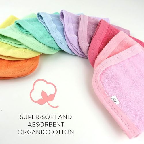 HonestBaby 10-Pack Organic Cotton Baby-Terry Wash Cloths, Rainbow Pinks, One Size - 10-pack Rainbow Pinks