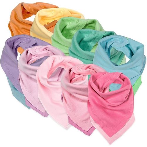 HonestBaby Multipack Reversible Bandana Drool Bibs Burpcloths Adjustable Snaps for Infant Baby Boys,Girls 100% Organic Cotton