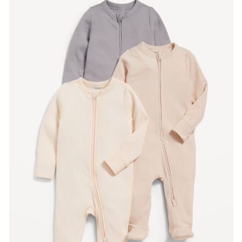 Unisex 2-Way-Zip Sleep & Play Footed One-Piece 3-Pack for Baby