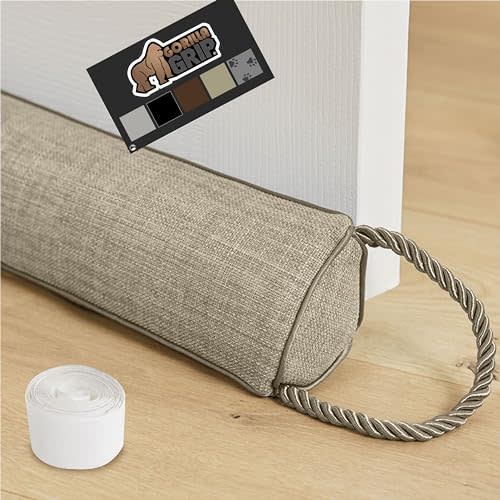 GORILLA GRIP Door Draft Stopper for Bottom of Doors, Weather Stripping Seal Blocks Hot Air, Noise, Bugs, Keeps Cold AC in, Sound Proofing Easy Install Gap Filler, Home Essentials, 32 Inch, Beige