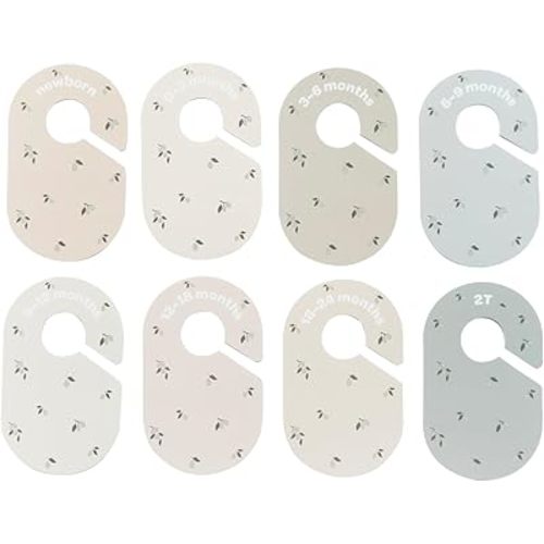 3 Sprouts Baby & Toddler Hanger Closet Dividers Set of 8 - Durable Baby Clothes Organizer, Nursery Closet Organization for Baby Clothing by Size or Age from Infant to Toddler Boy & Girl - Olive