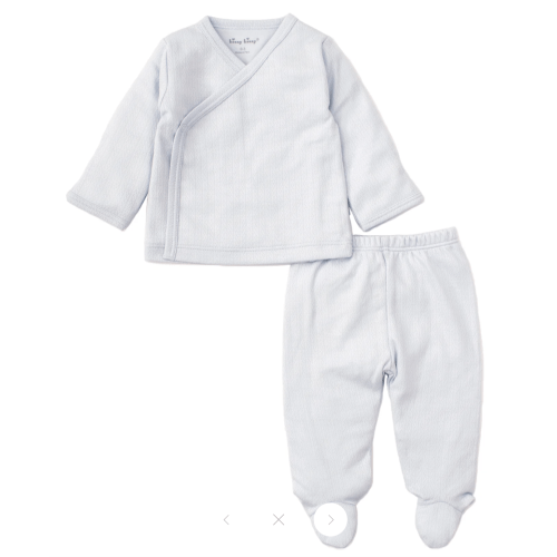 Blue Kissy Pointelle Cross Tee and Pant Set