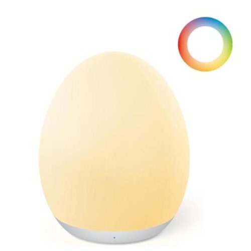 Portable Egg Night Light for Kids,Babies, Rechargeable Tap Light with 7 RGB Colors,Timer and Touch Control