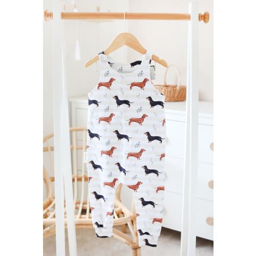 Neutral stripe sausage dog romper