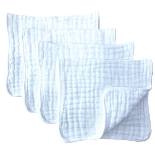 Synrroe Muslin Burp Cloths 4 Pack Large 20" by 10" 100% Cotton 6 Layers Extra Absorbent and Soft