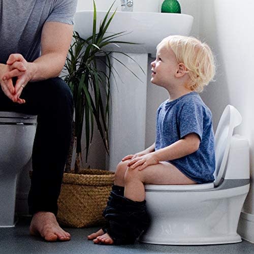 Nuby My Real Potty Training Toilet with Life-Like Flush Button & Sound for Toddlers & Kids, White - White/Gray