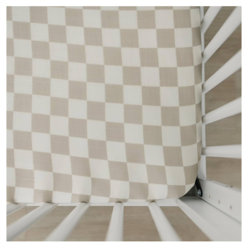 Amazon.com: Taupe Checkered Muslin Crib Sheet by Mebie Baby, Soft and Breathable Bed Sheets for Babies, Modern Neutral Bedding for Cribs, Standard Crib Mattress Fitted Sheet, Great for Boy or Girl Room or Nursery : Baby