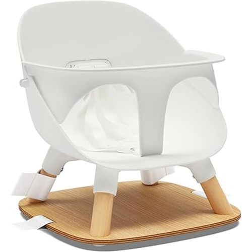 Lalo The Booster Seat for Babies & Toddlers, Children's Booster Seat, Easy to Clean Five-Point Safety Harness & Durable Non-Toxic Plastic Seat & Belly Bar - Coconut