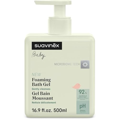 Suavinex Baby Shower Gel and Shampoo, Tear Free Gentle Baby Wash Suitable for Sensitive Skin, 92% Ingredients of Natural Origin with Prebiotic, 16.9 oz