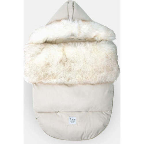 TundraPOD Plush Zipper Sleep Pod, White Fur & Beige Heather - 7AM Enfant | Maisonette
