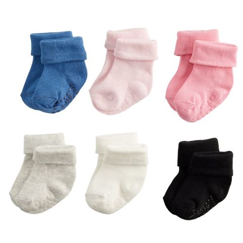 Baby / Toddler Girl Jumping Beans® 6-Pack Foldover Cuff Solid Grip Socks