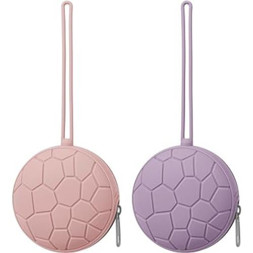 Silicone Pacifier Holder Case, BPA-Free Newborn Baby Silicone Holder for Boys & Girls, Portable Silicone Pacifier Container Case (Soft Lilac/Blush)