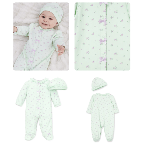 Petite Rose Footed One-Piece And Hat