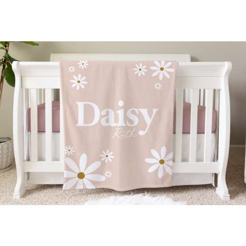 Daisy Personalized Blanket, Custom Baby Blanket, Baby Shower Gift, Daisy Nursery Blanket, Crib Blanket, Newborn Photos Prop, BB45