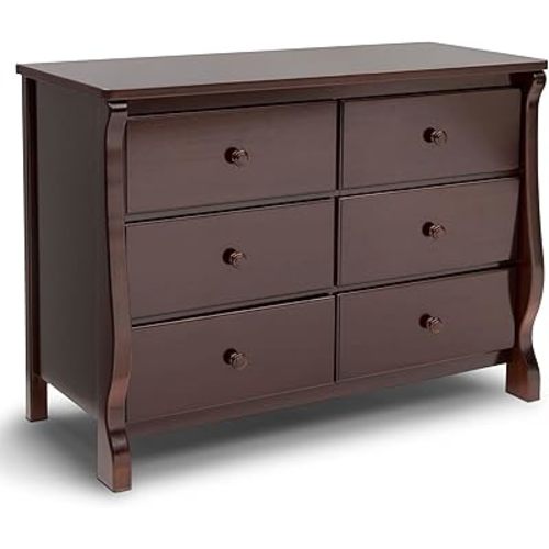 Delta Children Universal 6 Drawer Dresser with Interlocking Drawers - Greenguard Gold Certified, Dark Chocolate