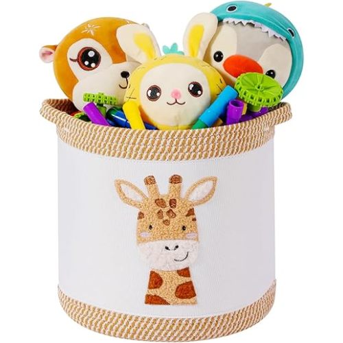 Toy Basket for Baby Laundry Hamper Blanket Baskets Cute Giraffe Nursery Hampers Toy Storage Basket, Woven Cotton Rope Nursery Organization Bins For Girls Boys Kids Newborn Gifts Baskets