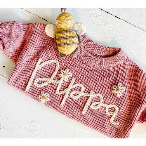Personalized Hand Embroidered Baby and Toddler Sweaters
