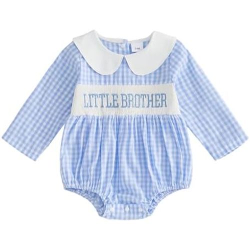Newborn Baby Boy Fall Winter Clothes Mamas Boy Bubble Romper Smocked Outfit Infant Bodysuit Long Sleeve Onesie