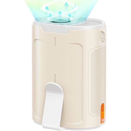 2025 AI Portable Fan Rechargeable, 4 Speeds 6600RPM Strong Airflow, Personal Waist Fan with up to 25H of Working Time, Hanging Neck Fan, Wearable Belt Fan for Camping, Outdoor, Jobsite - Champagne