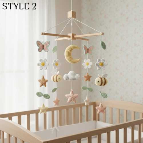 Style 2 Crochet Baby Mobile: Bee, Butterfly, Flower
