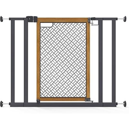 Summer Infant by Ingenuity The Doorway 36S Series Safety Pet and Baby Gate, 28"-36" Wide, 26" Tall, Pressure or Hardware Mounted, Install Wall to Wall in Doorway or Stairway - Oak Wood and Metal