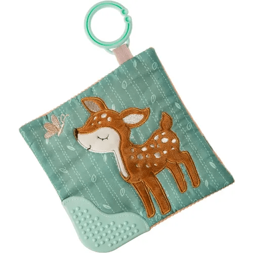 Mary Meyer Crinkle Teether Toy with Baby Paper and Squeaker, 6 x 6-Inches, Amber Fawn