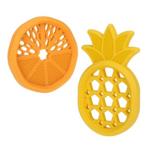 Nuby All Silicone Teether - Orange/Pineapple 2pk