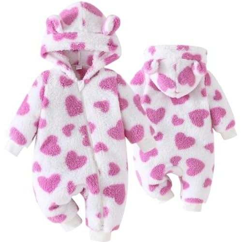Newborn Baby Clothes Cute Bear Snowsuit Infant Fleece Hooded Romper Toddler One Piece Jumpsuit for Baby Girls