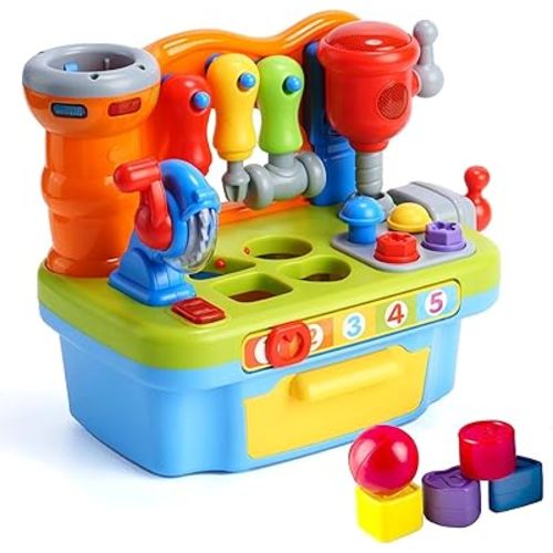 Woby Multifunctional Musical Learning Tool Workbench Toy Set for Kids with Shape Sorter Tools