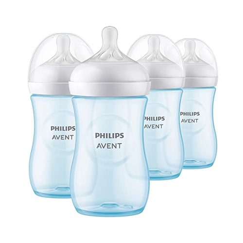 Philips Avent Natural Baby Bottle with Natural Response Nipple, Blue, 9oz, 4pk, SCY903/24 - 4 Pack - Teal