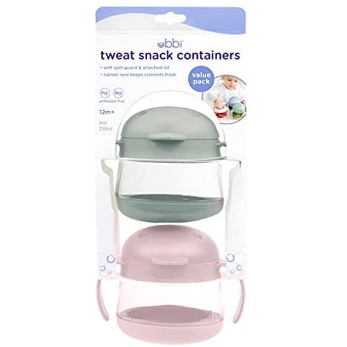 Ubbi Tweat No Spill Snack Container for Kids, BPA-Free, Toddler Snack Container, Sage & Pink
