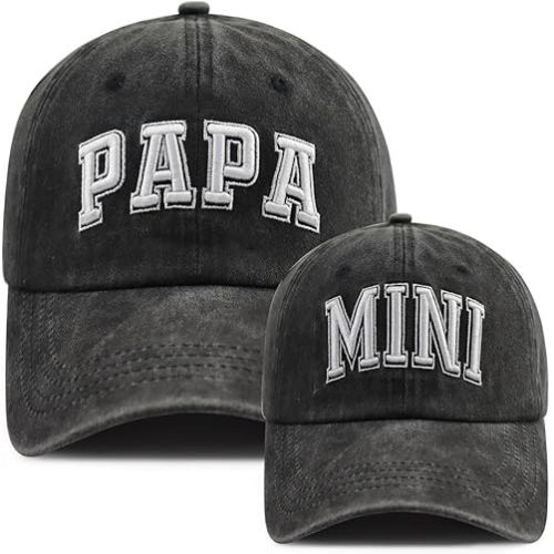 2PCS Papa and Mini Baseball Cap for Dad Child, Adjustable Cotton Father Son Daughter Matching Outfits Hat