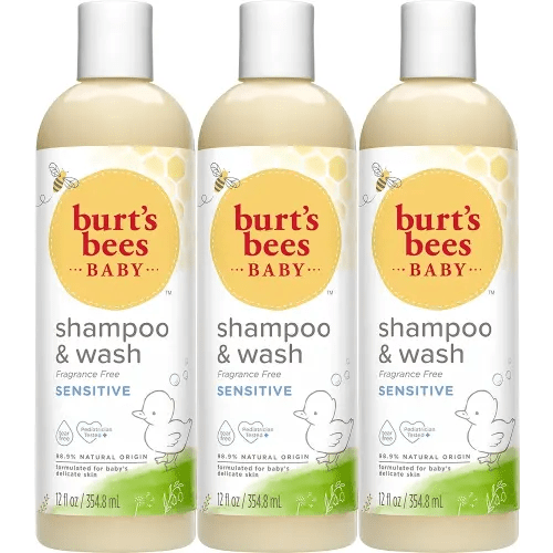 Burt's Bees Baby® Shampoo & Wash, Fragrance Free & Tear Free Baby Soap - 12 Ounce Bottle - Pack of 3
