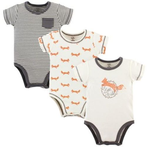 Touched By Nature Baby Boy Organic Cotton Bodysuits 3pk, Fox, 6-9 Months