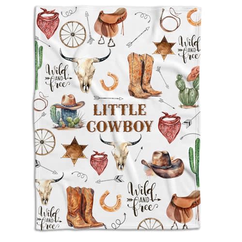Western Blanket, Western Decor for Nursery Room, Baby Blankets for Boys Girls, Cowboy Baby Blankets, Western Baby Stuff, Soft Warm Lightweight Nursery Bed Blanket for Newborn Toddlers (02, 30x40 in)