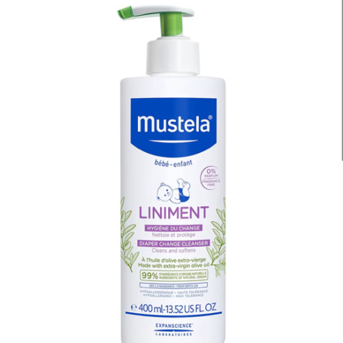 Mustela Liniment - No-Rinse Baby Cleanser for Diaper Change - with Extra Virgin Olive Oil - Fragrance-Free - 13.52 fl. Oz