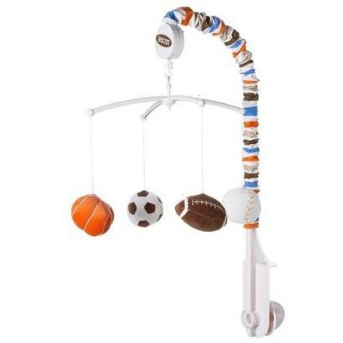 Bacati - Mod Sports Blue Orange Chocolate Musical Baby Crib Mobile