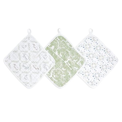 aden + anais Essentials Washcloth 3-Pack, Super Soft 100% Cotton Muslin, Gentle on Skin, 3 Absorbent 11x11 Layers, Softer with Every Use, Perfect for Babies, Infants, Toddlers, Harmony