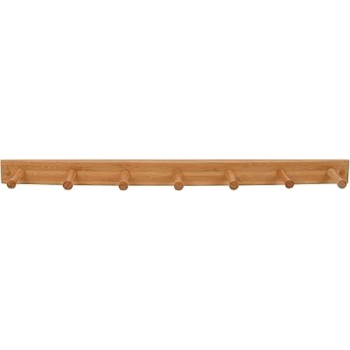 Spectrum Wall Mount 7-Peg Wood Rack (Bamboo) - Organizer for Bathroom, Kitchen, Laundry Room, Office, Garage, Classroom, & More / Hang Entryway Coats, Purses, Scarves, & Hats