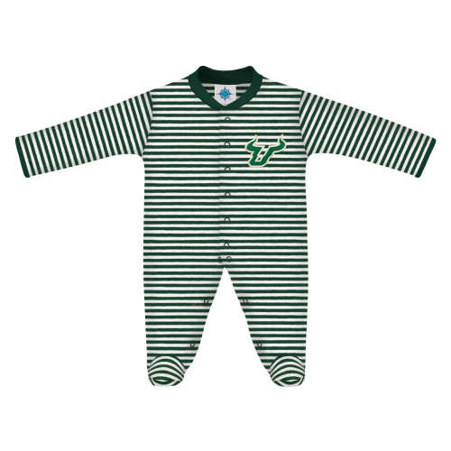 South Florida Bulls Striped Footed Romper | College Baby