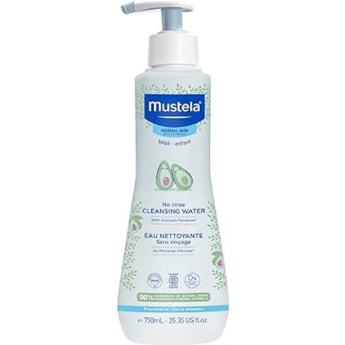 Mustela Baby Cleansing Water - No-Rinse Micellar Water - with Natural Avocado & Aloe Vera - for Baby's Face, Body & Diaper - 1 or 2-Pack - Various Sizes