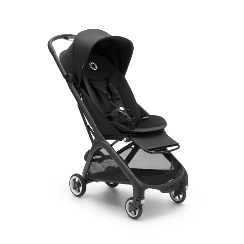 Bugaboo Butterfly seat stroller black base, midnight black fabrics, midnight black sun canopy