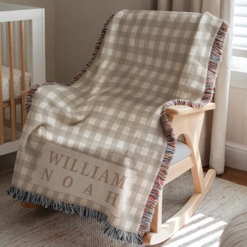 Personalized baby name blanket ∙ Name Photo Blanket Gingham Plaid